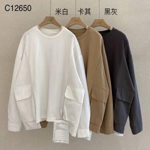 Losse-passend ontwerp Minimalistische Round Collar stijl Vaste mouw stijl Casual Vaste kleur katoen en linnen oversized aangepaste 12650 T-Shirts