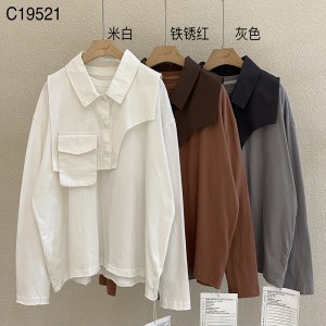 Losse-montage ontwerp Minimalistische ronde Collar stijl Stijve mouw Casual Vaste kleur katoen en linnen overspannen aangepaste 19521 T-shirts + Waistcoats