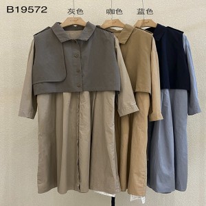 Losse-fitting design Minimalistische stijlvolle Casual Solid Color Printed color katoen en linnen oversized custom 19572 Shirt Dresses + Waistcoat