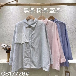 Losse-fitting design Minimalistische stijlvolle Casual Solid Color Striped Checked oversized custom 17726 Vertical Striped Shirt